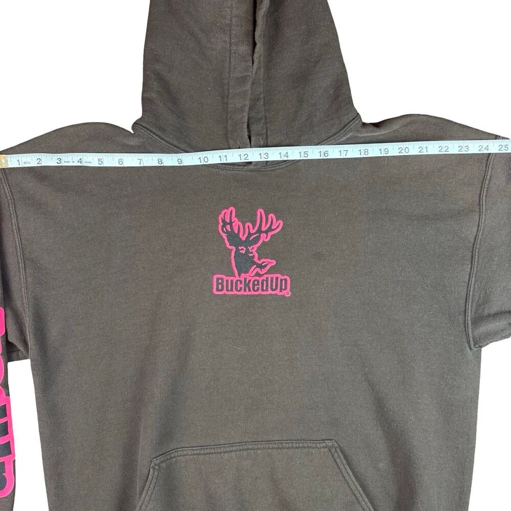 Chocolate Brown Women's BuckedUp Bold Pink Font Hoodie - Picture 3 of 5